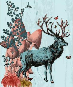 Deer in Mushroom Forest Animals Paint By Numbers