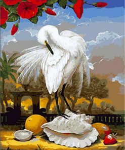 Heron on Seashell Birds Paint By Numbers