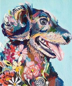 Dog Portrait Made of Flowers Animals Paint By Numbers