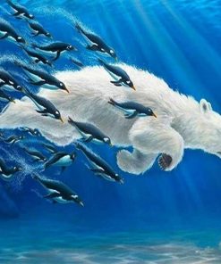Polar Bears Swim Animals Paint By Numbers