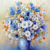 Blue Gypsophila Vase  Flowers Paint By Numbers