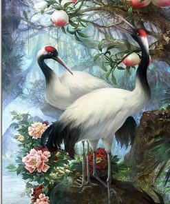 Red Crowned Cranes Birds Paint By Numbers