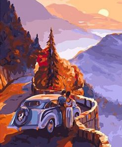 Watching Sunset From Mountain Road Landscape Paint By Numbers