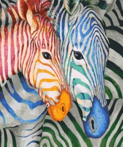 Red and Blue Zebra Animals Paint By Numbers