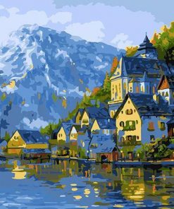 Houses on Forest and Sea Landscape Paint By Numbers