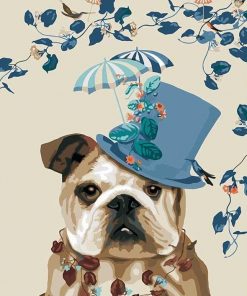 Dog whit Blue Hat Animals Paint By Numbers