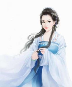 Asian Girl in Blue Dress People Paint By Numbers