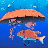 Fish Holding An Umbrella Paint by numbers