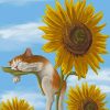 Sleepy Cat And Sunflowers Paint by numbers