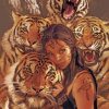 Woman And Tigers paint by numbers