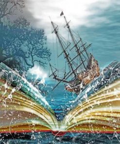 Fantasy Sea Book Ship paint by number