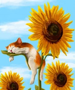 Cat on Sunflower paint by number