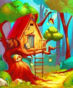 Forest Tree House Paint by numbers