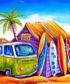 Surfboards And Camper Van Paint by numbers