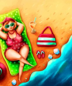 Fat Lady In Beach Paint by Numbers