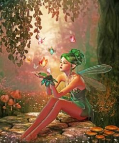 Fairy With A Green Hair Paint by numbers