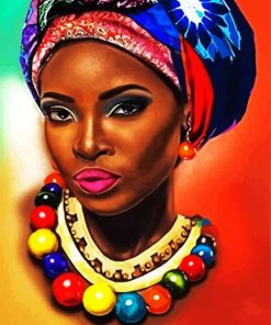 African Woman Wearing Beads Paint By Number