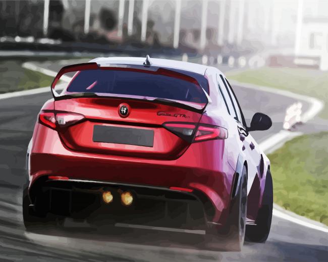 Red Drifting Alfa Romeo Car Paint By Numbers