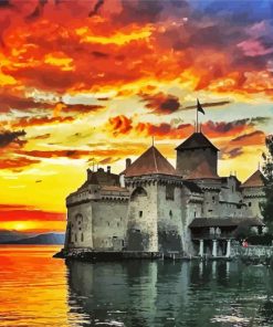 Chillon-Castle-sunset-paint-by-numbers