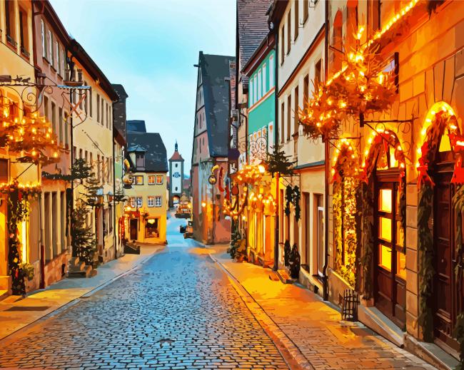 Christmas Vibe In Bavarian Town Paint By Numbers