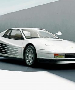 White Ferrari Testarossa Paint By Numbers