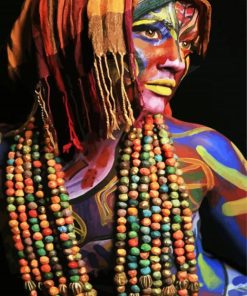 Woman Wearing Colorful Beads Paint By Numbers