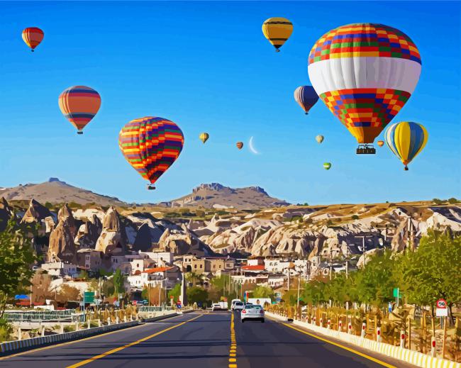 Hot Air Ballons Cappadocia Turkey paint by number