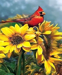 red-cardinal-on-sunflowers-paint-by-numbers