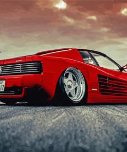 Red Ferrari Testarossa Paint By Numbers