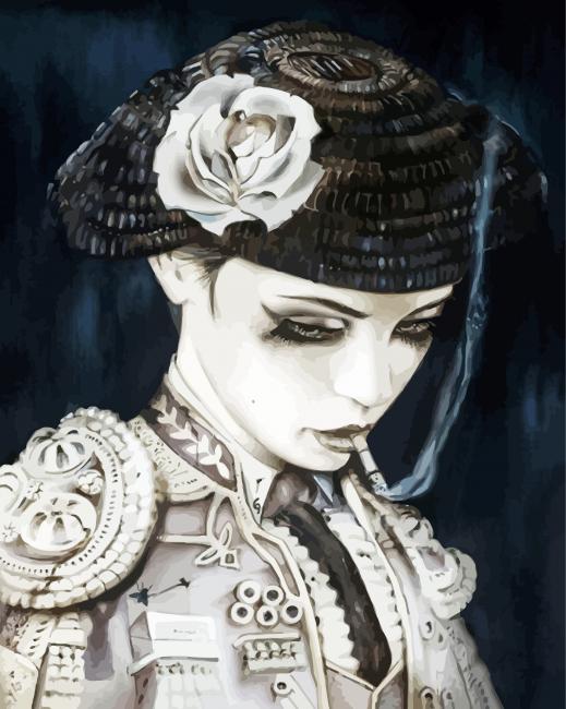 Sad Woman Smoking paint by number