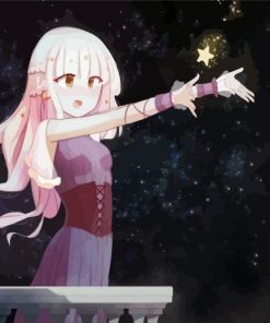 Anime Girl Catching Star paint by number