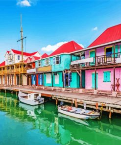 Antigua And Barbuda Colorful Buildings paint by numbers