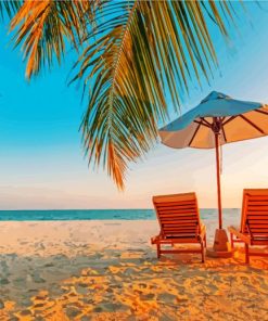 Beach Chairs In The Bahamas Beach paint by number