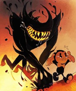 Bendy Running Away From The Monster paint by number