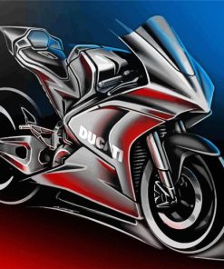 Black Ducati Racing Motorcycle paint by number