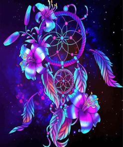 Blue And Violet Dream Catcher paint by number