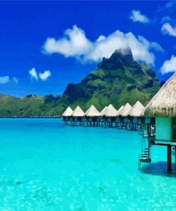 Bora Bora Huts Island paint by number