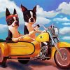 Boston Terrier Riding A Motorcycle paint by number