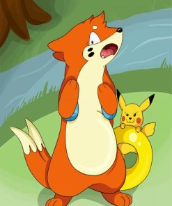 Buizel And Pikachu paint by number