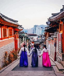 Bukchon Hanok village Alley In Seoul paint by numbers