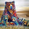 Colorful Bears Family paint by number