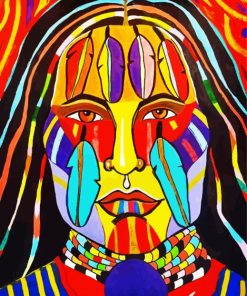 Colorful Indigenous Girl paint by number