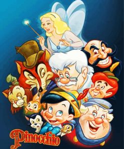 Disney Cartoon Pinocchio Characters paint by numbers