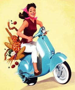 Girl Riding Scooter paint by number