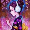 Girl Wearing Headphones paint by number