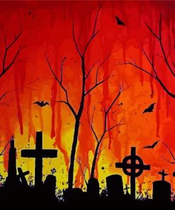 Halloween Graveyard paint by number