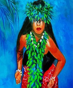 Hawaiian Girl Wearing Lei paint by number