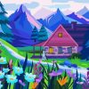 House ln The Mountains paint by number