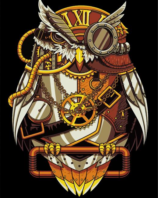 Illustration Steampunk Owl paint by numbers