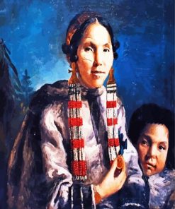 Indigenous Woman And Son paint by number